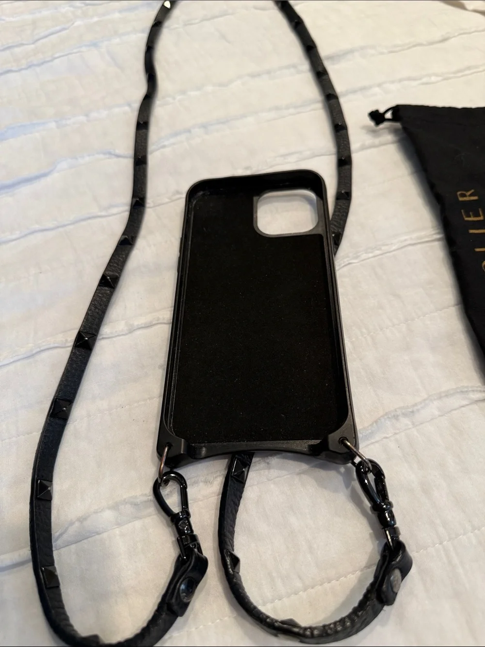 Bandolier Black Leather Crossbody Phone case size 12 Pro Max